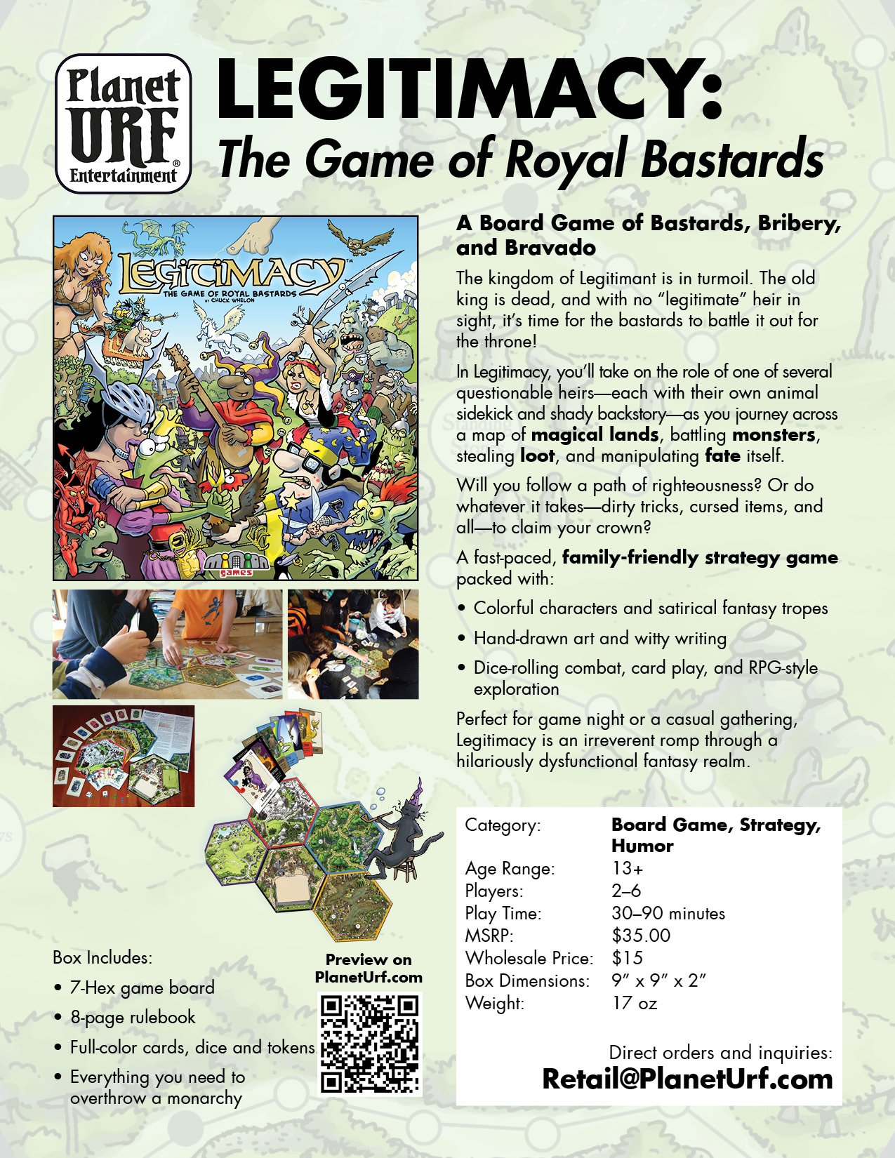 Legitimacy board game – strategic, family-friendly medieval adventure. Kids can outplay adults in this fast-paced, humorous fantasy board game!