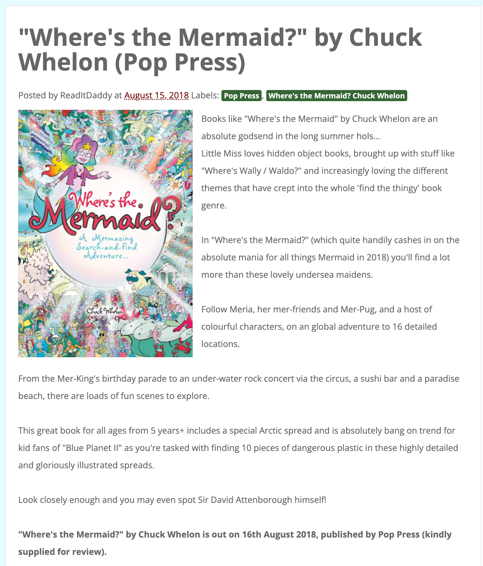 Review of Where's the Mermaid from ReadItDaddy.com